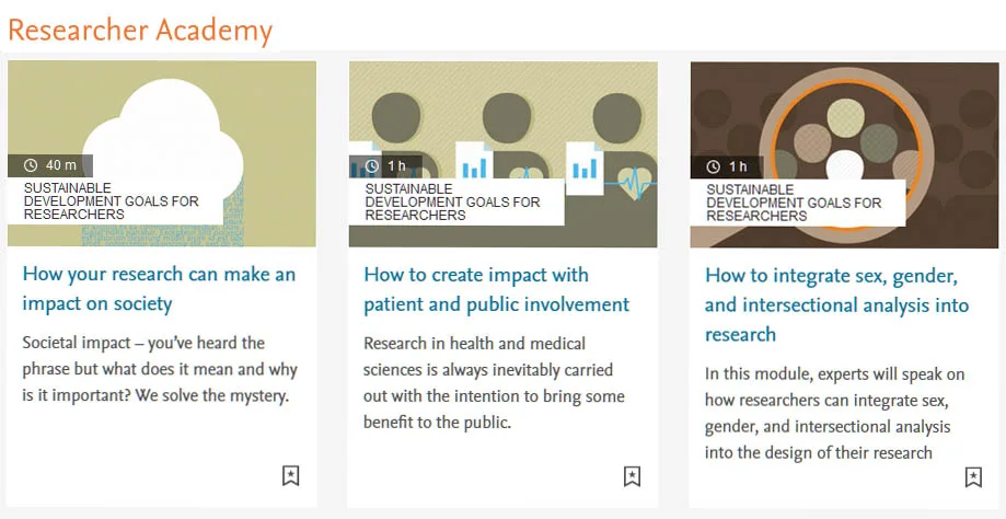 Screenshot of Researcher Academy sustainability videos