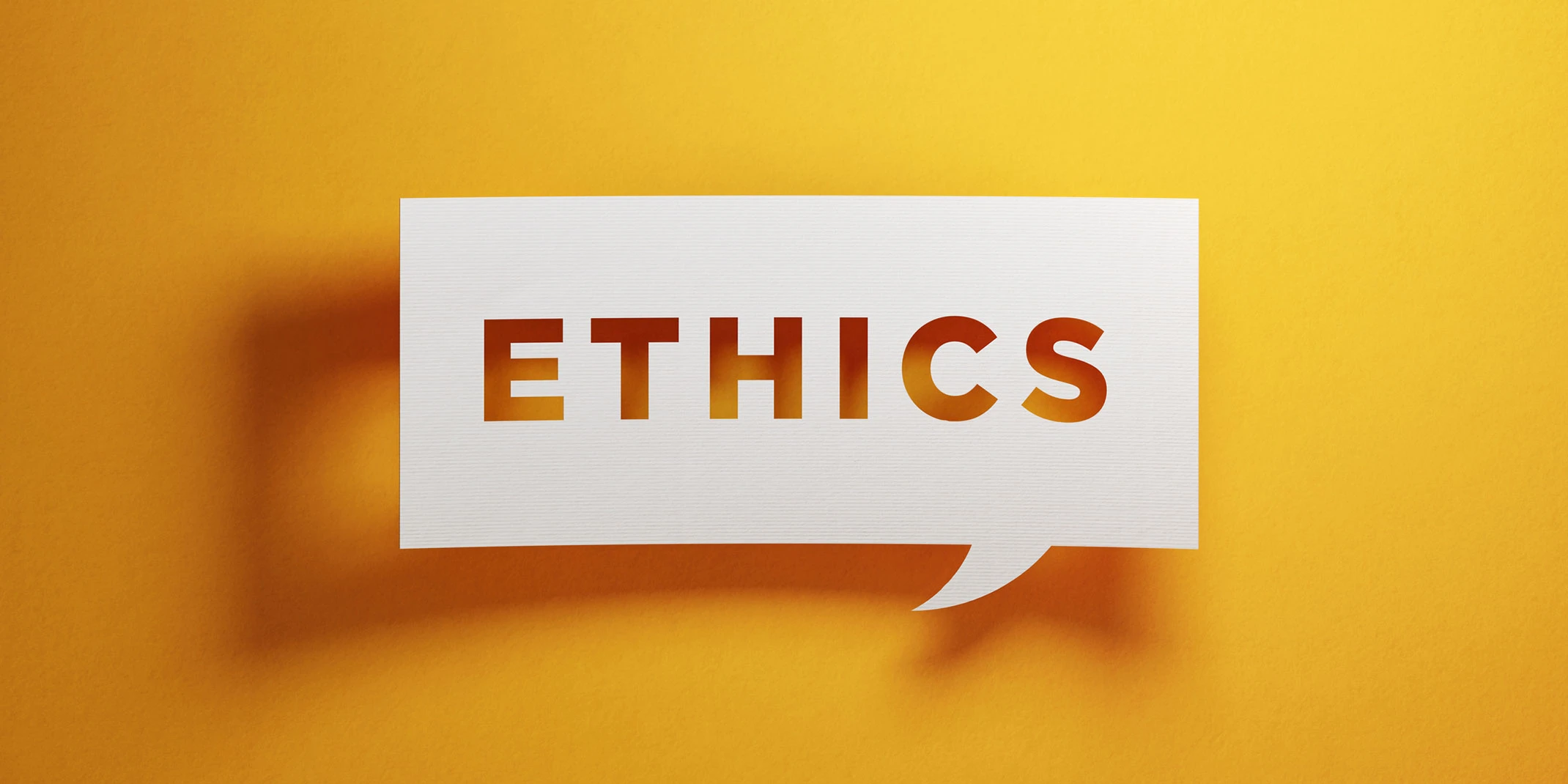 Speech bubble with the word Ethics