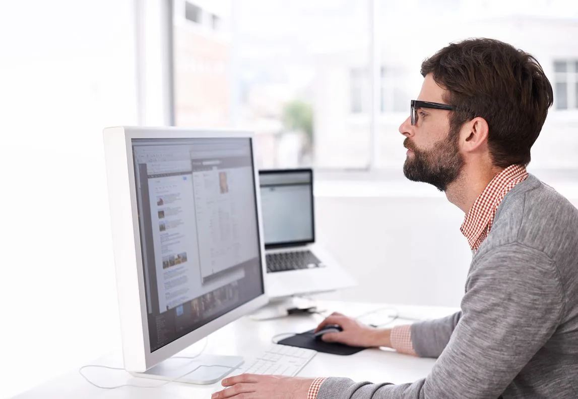 Man working at a computer