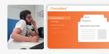 Photo of Dr Juanjo Paterna with ClinicalKey UI element