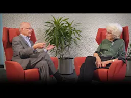 Screenshot of video from Not Alone: Conversations with Leaders. Here, Prof Rafael L Bras interviews Prof Nancy Hopkins about the pioneering report she spearheaded in 1999: "A Study on the Status of Women Faculty in Science at MIT."