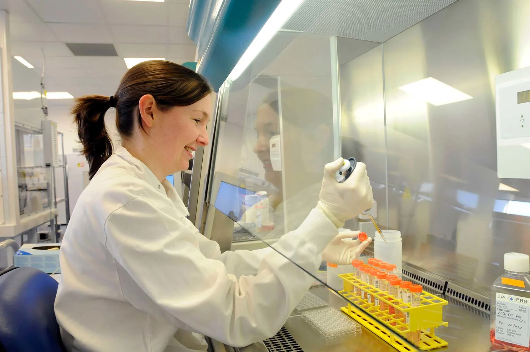 Researcher working in a lab