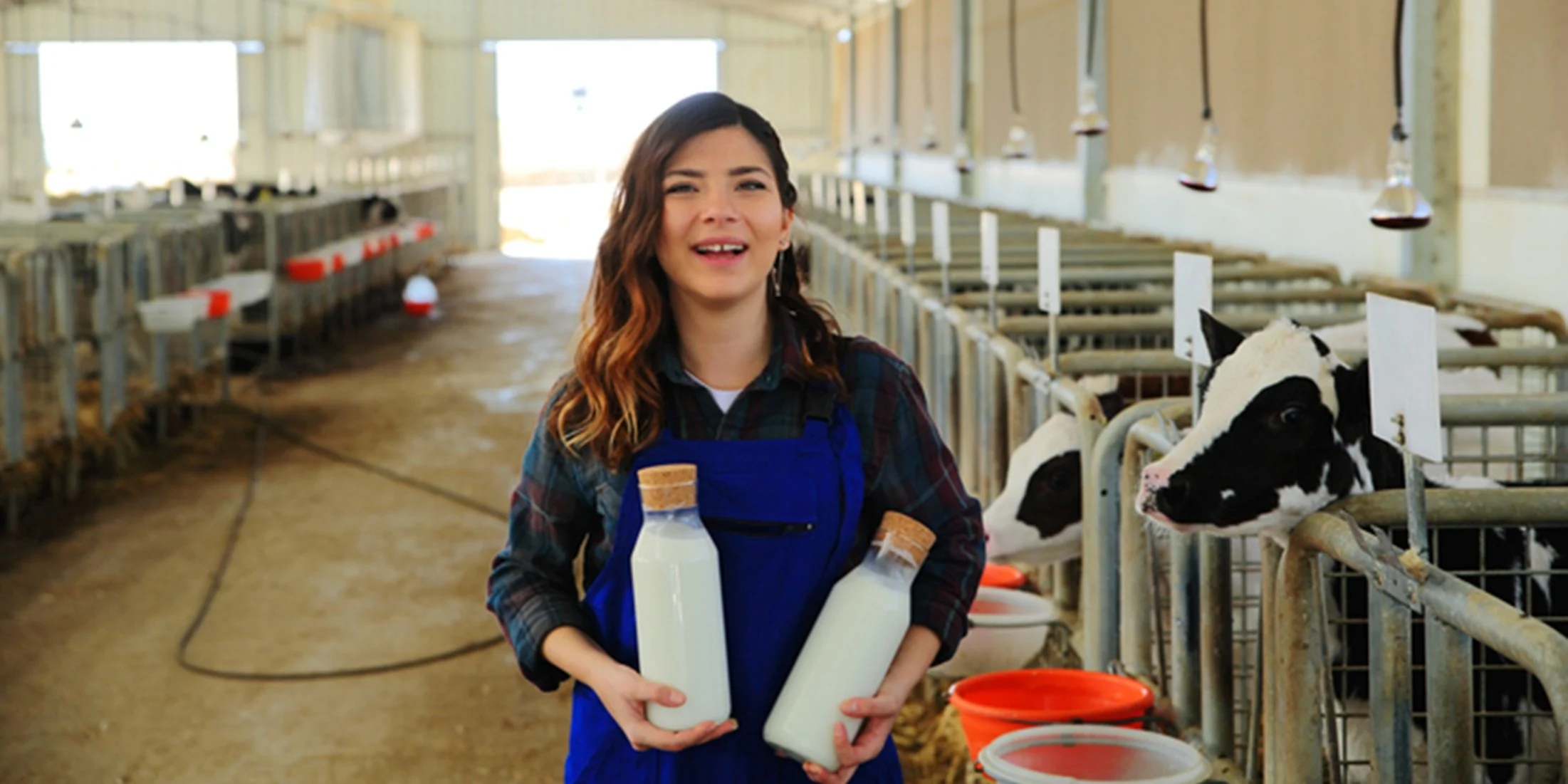 Woman holding bottled milk