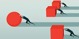 Stock image of people pushing blocks and balls in a race (© istock.com/erhui1979)