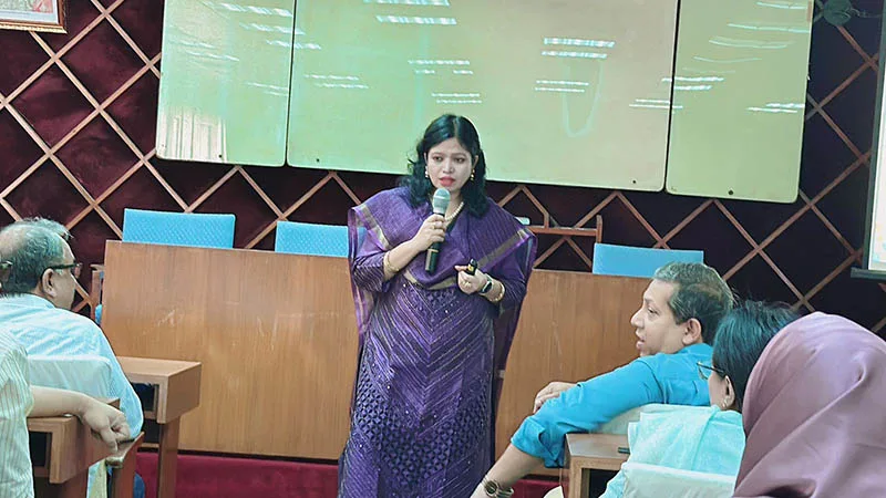 Dr Tasrina Rabia Chodhury has investigated the river systems in the coastal regions of Bangladesh extensively, publishing much of her work open access. Here, she is presenting her research at a conference in Bangladesh. 