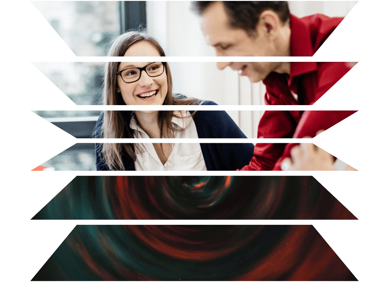 Businesswoman smiling at colleague in office