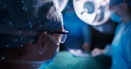 Closeup of surgeon in operating room