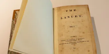 The first volume of The Lancet was published in 1823. It’s preserved in the archive of Elsevier’s London office (Photo by Alison Bert)