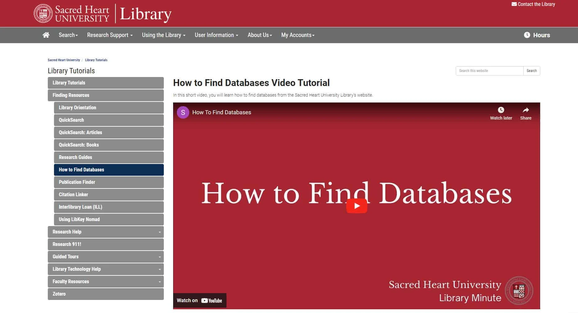 Screenshot of the How to Find Databases video