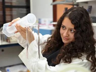 Marine biologist Dr Antonella Rivera tests water quality in the lab.