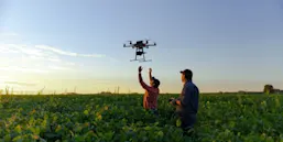 Drone no copyright in a soybean field