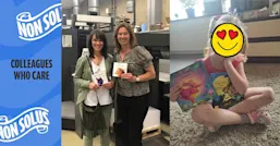 Elsevier's Agnieszka Freda and Susanne Janse pick up samples at StyleMathôt, a printer in Haarlem, the Netherlands, that has printed children’s books from Ranok Publishing House in Kharkiv, Ukraine.