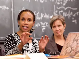 Ceilyn Boyd and Anita de Waard at Harvard Data Science Initiative seminar with Elsevier (Photo by Alison Bert)