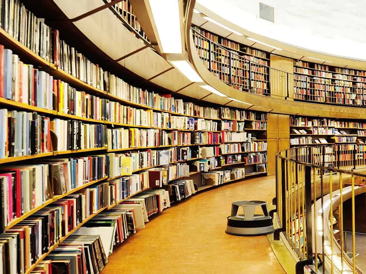 Bookshelves in Library of Stockholm