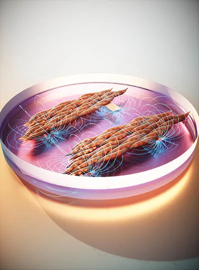 Image depicts new platform for magnetic matrix actuation enabling study of how tissues respond to dynamic mechanical cues in their environment (Credit: Ella Marushchenko)