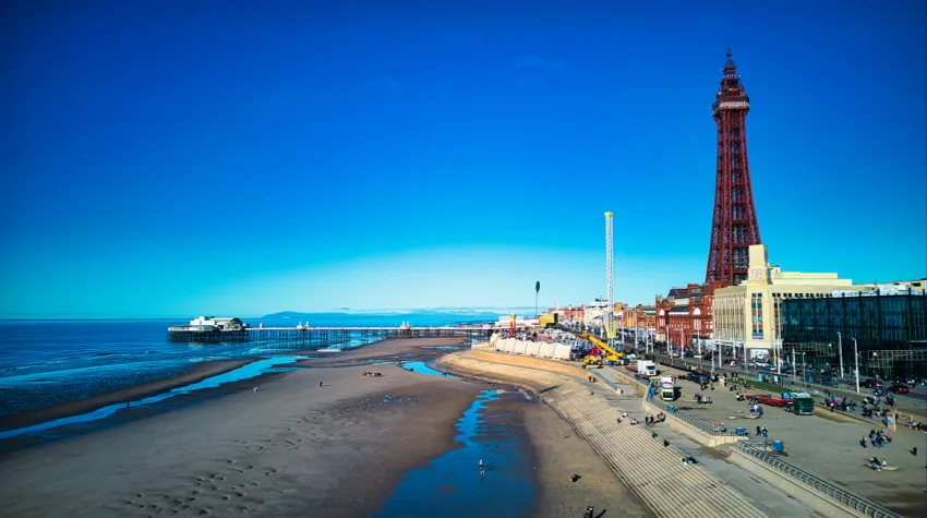 Blackpool pier on a sunny day.