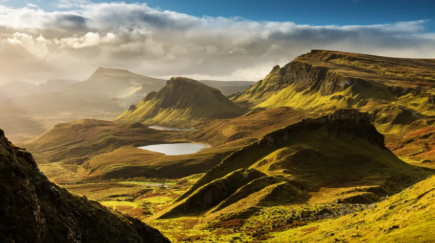 Rugged mountain ranges of the Scottish Highlands during the day