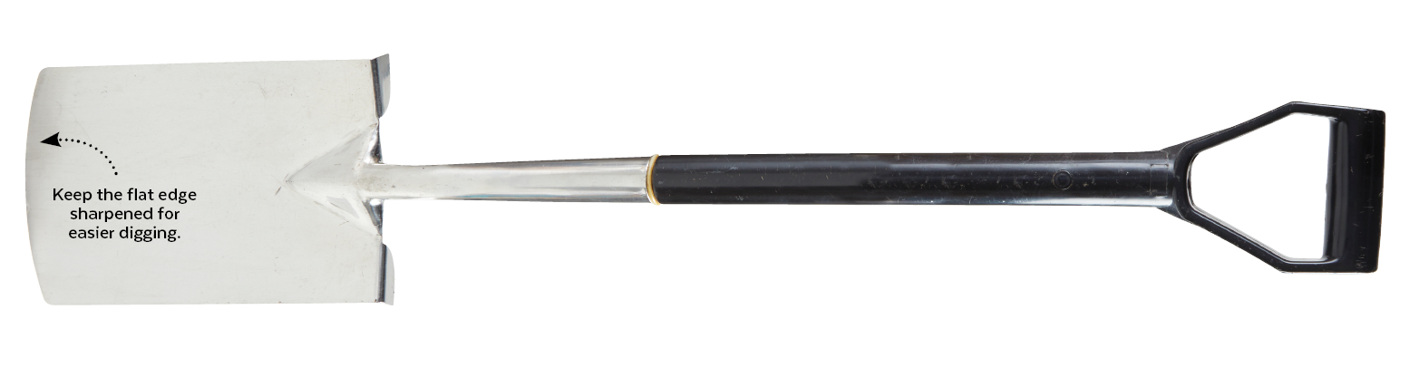 Kinsman nursery spade: Keep the flat edge sharpened for easier digging.