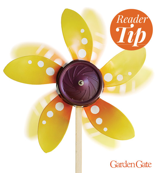DIY fan blade ornament lead: Create a unique garden ornament with a fan blade from an old box fan.