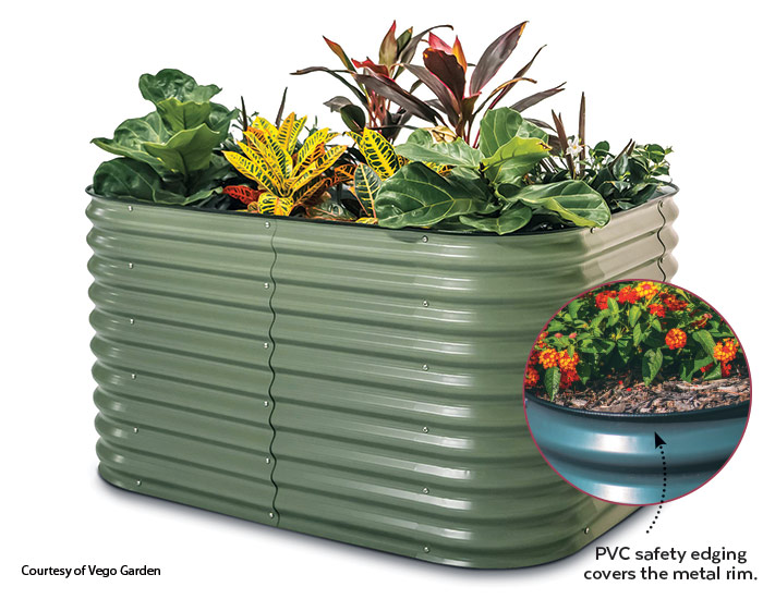 Vego Garden metal raised bed courtesy of Vego Garden: Minimize bending and back strain
with this extra-tall 32-inch raised bed