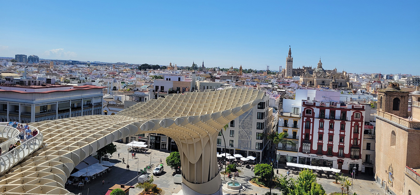 Setas de Sevilla view: For amazing views of the city, you can climb to the special walkway that twists and turns on top of the parasols.