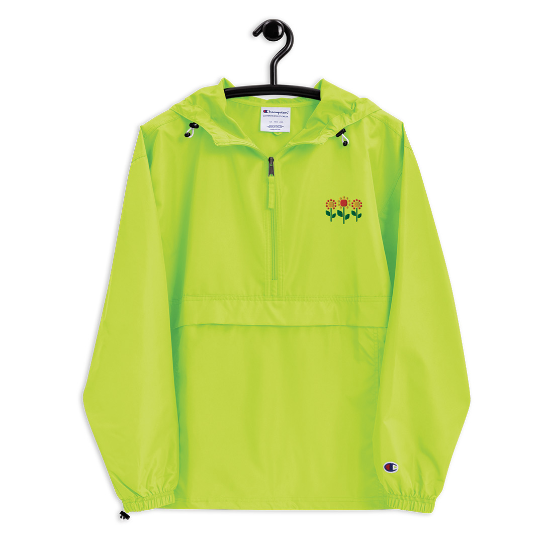 Green embroidered champion packable jacket from Garden Gate