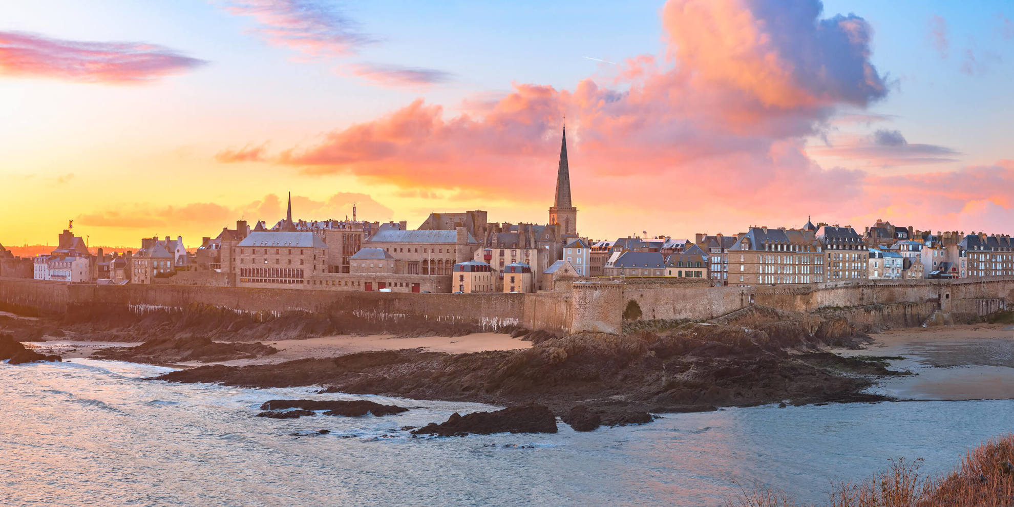 Sunset sky over St Malo, Brittany