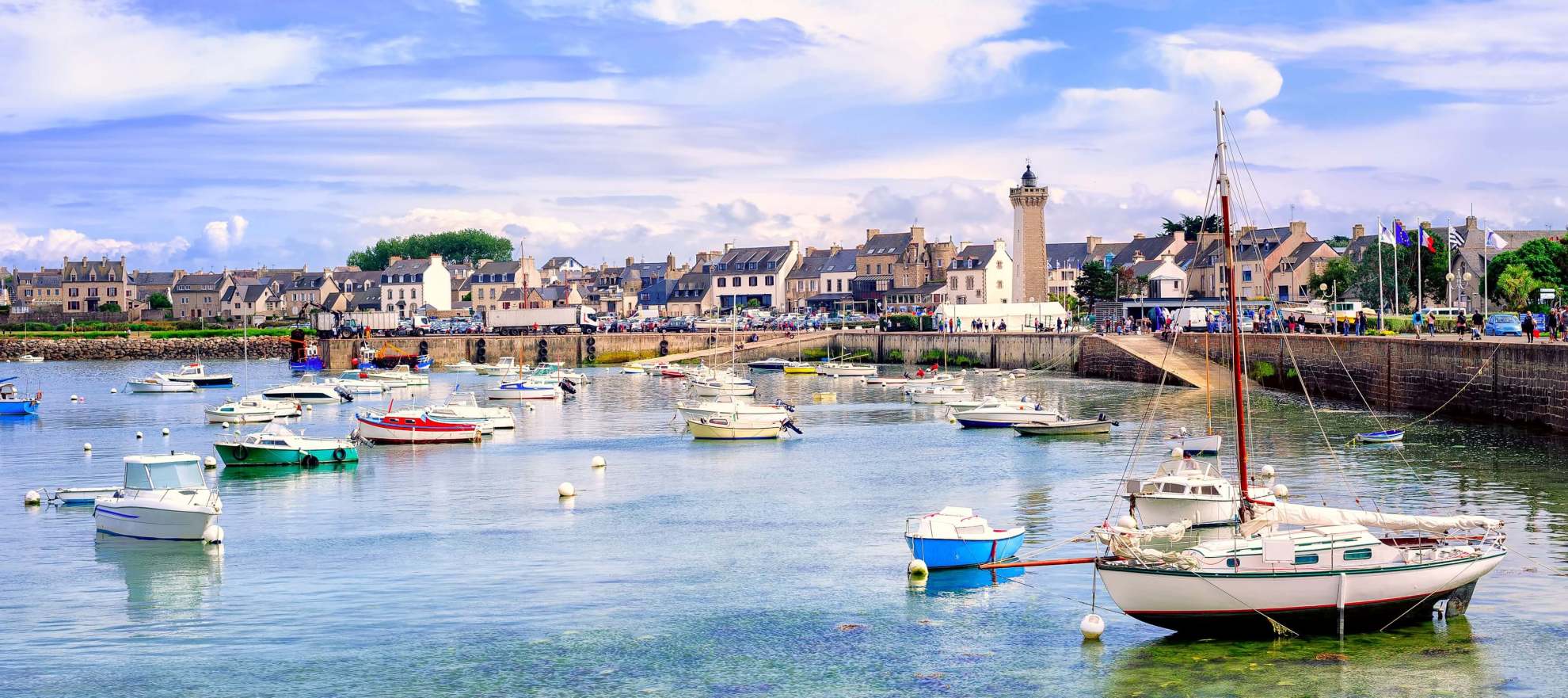 Colourful boats at the port in Roscoff