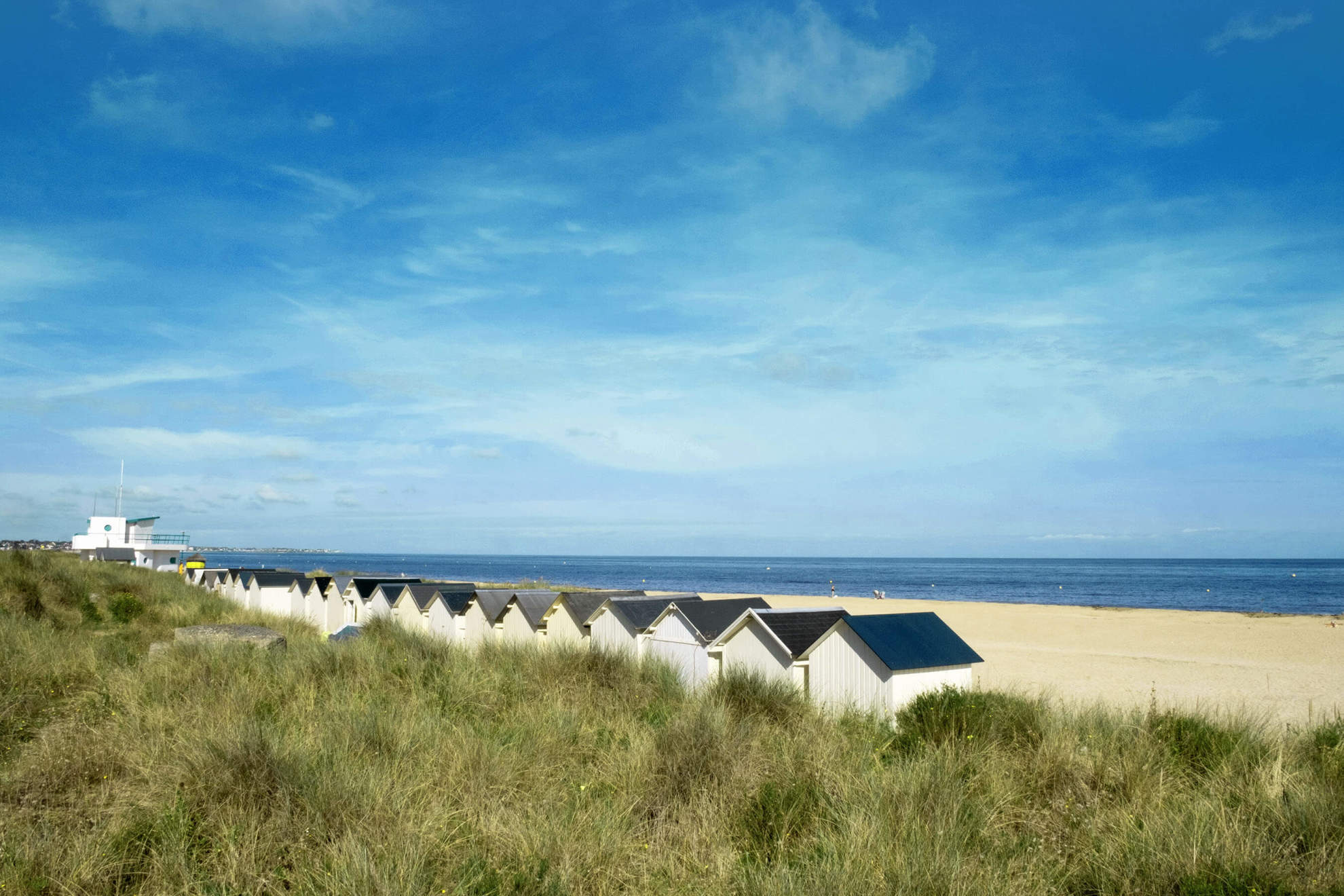 Beach huts on the beach at Ouistreham near Caen