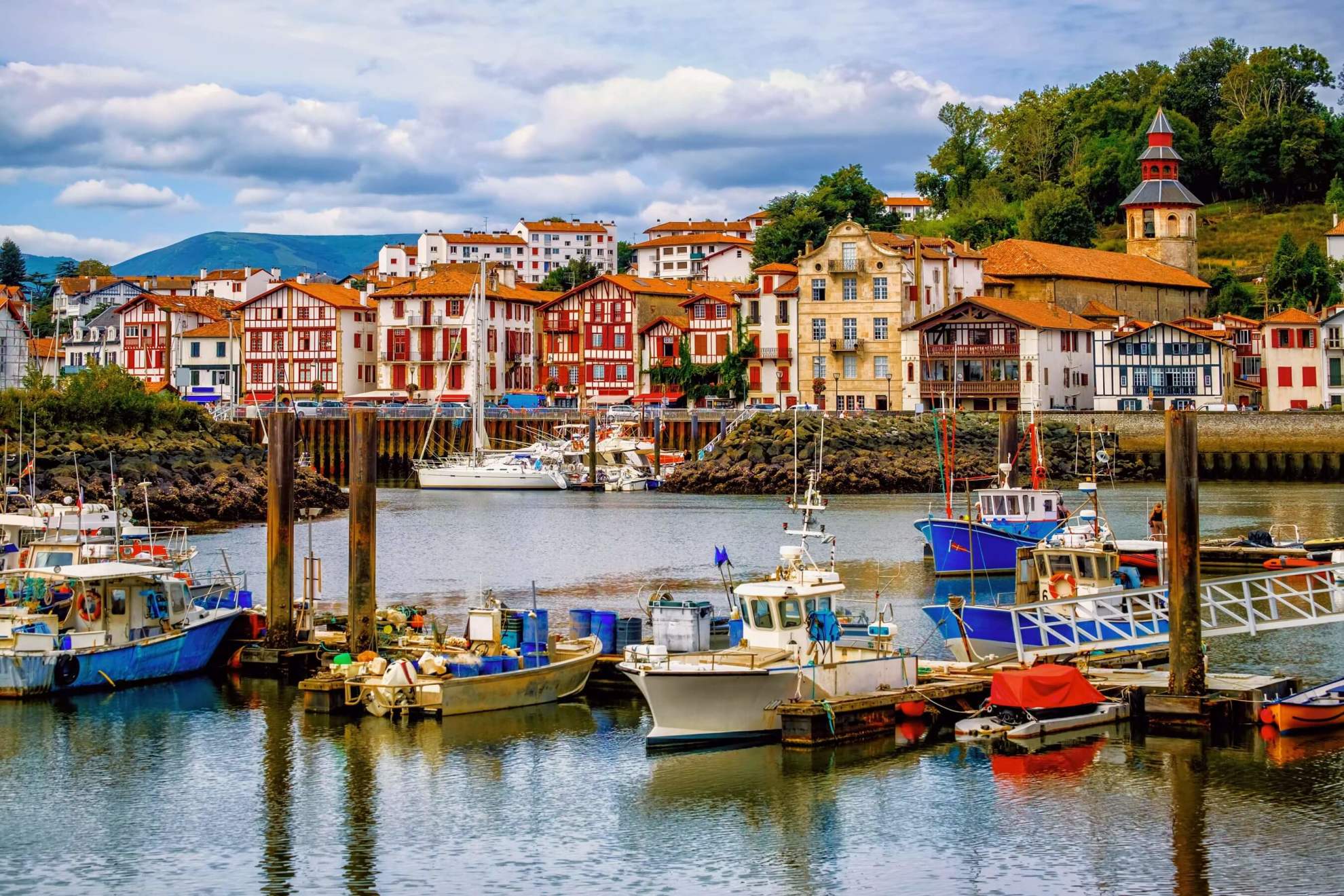 Colourful traditional basque houses in port of Saint-Jean-de-Luz. Shutterstock