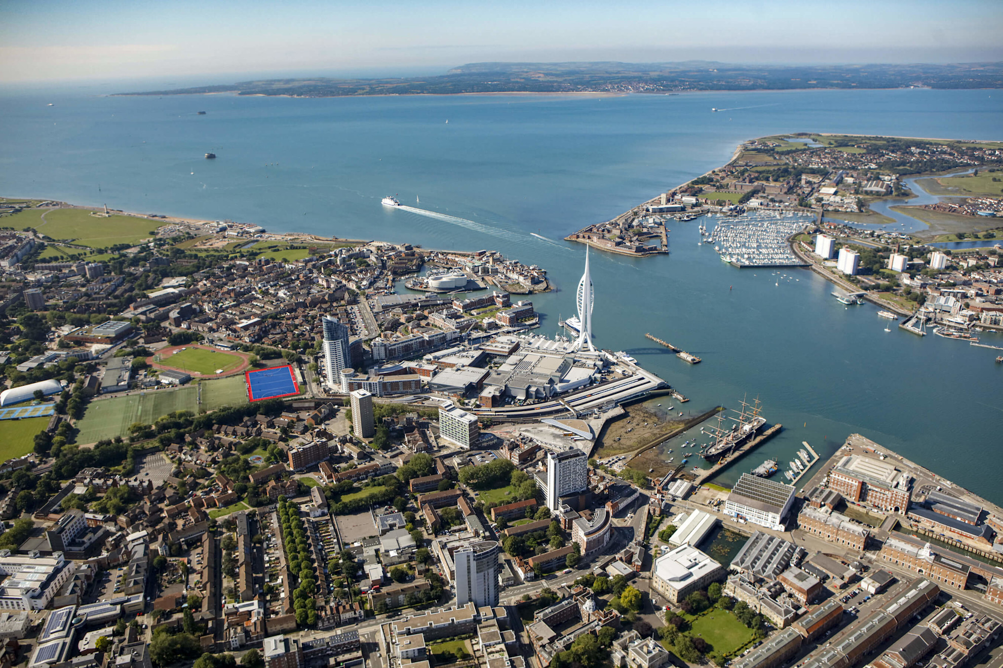 Aerial view of Portsmouth harbour