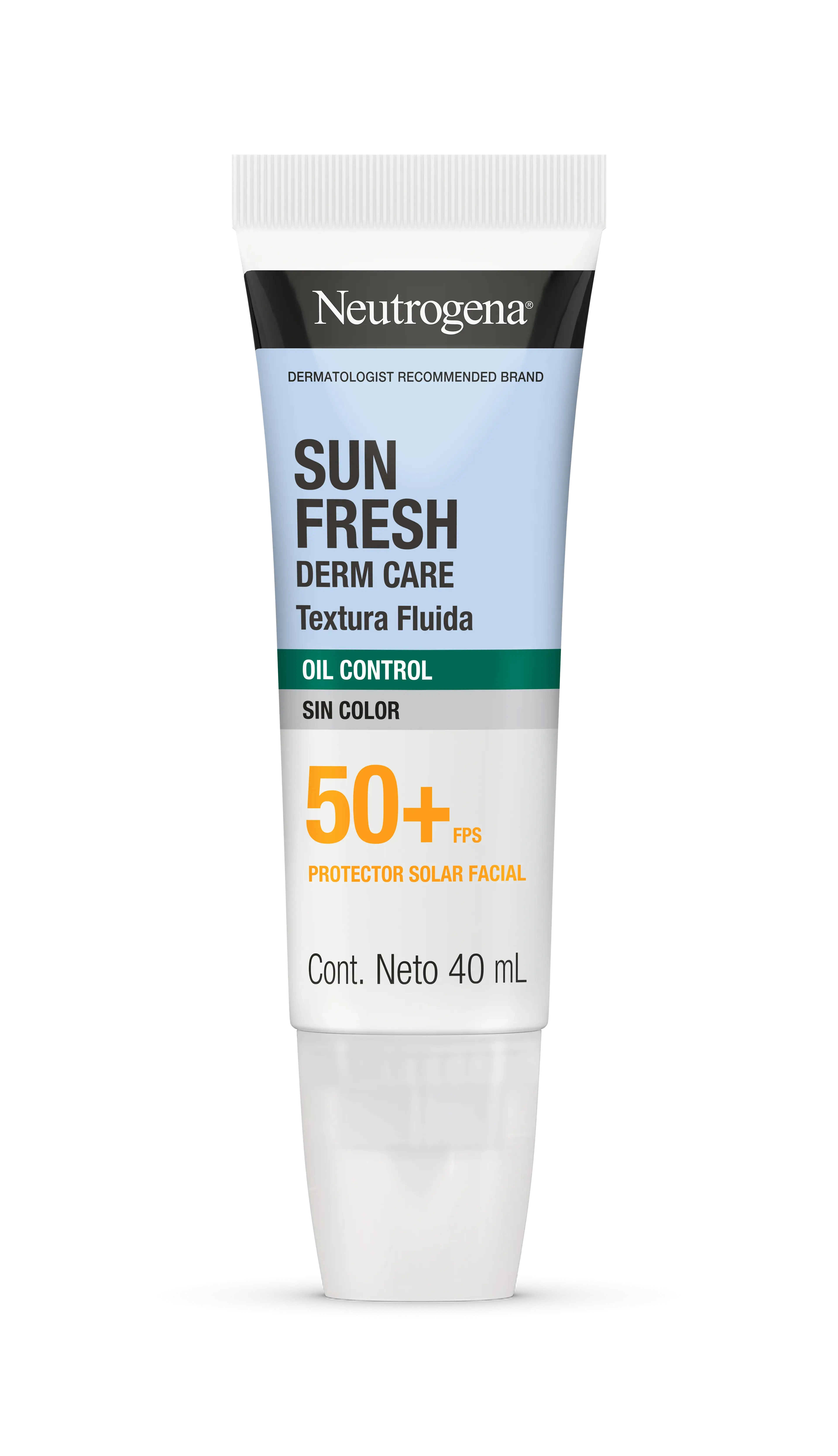 Protector Solar Facial Neutrogena Sun Fresh Oil Control Fluido Sin Color FPS 50+ 40mL