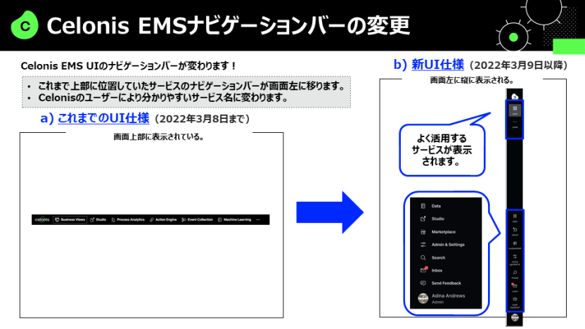 【Celonis】EMS ナビゲーションバーの変更について (1)