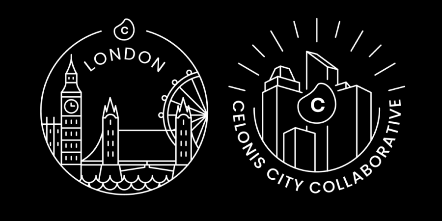 Celonis City Collab London Logo white on black background