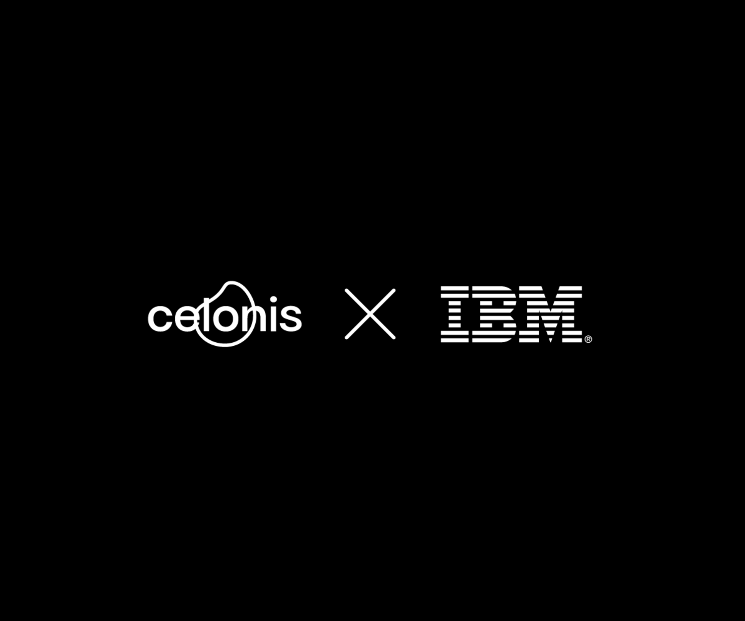 celonis & IBM logo in white on black background