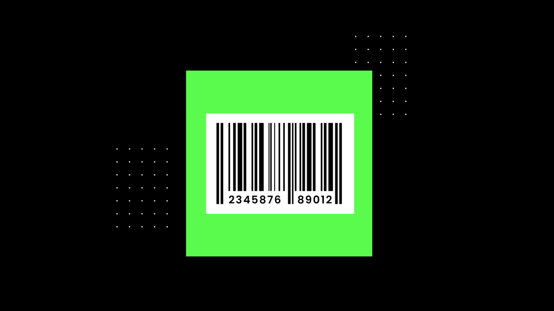A barcode on a black background