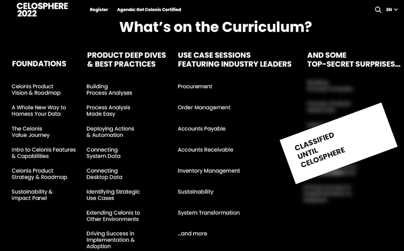 Celosphere 2022 Agenda Curriculum screenshot