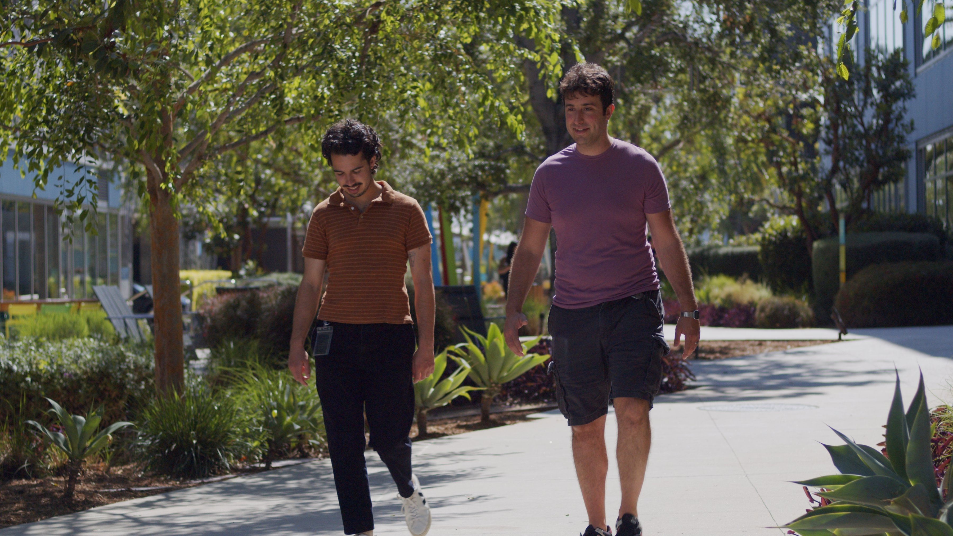 Aaron Girard and Ari Wilson walking outside the Celonis LA office
