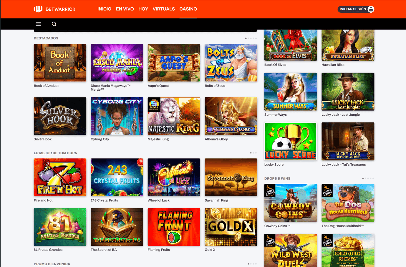 Betwarrior Juegos