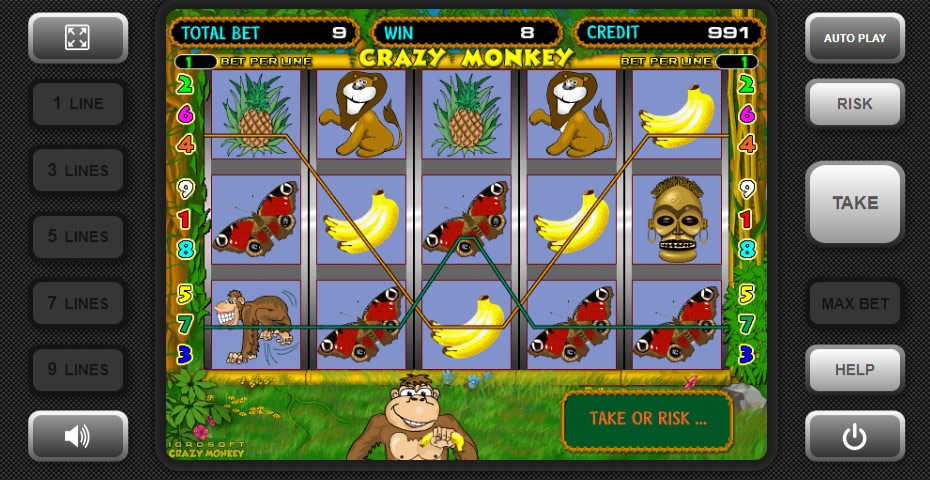 Tragamonedas Crazy Monkey Inicio 
