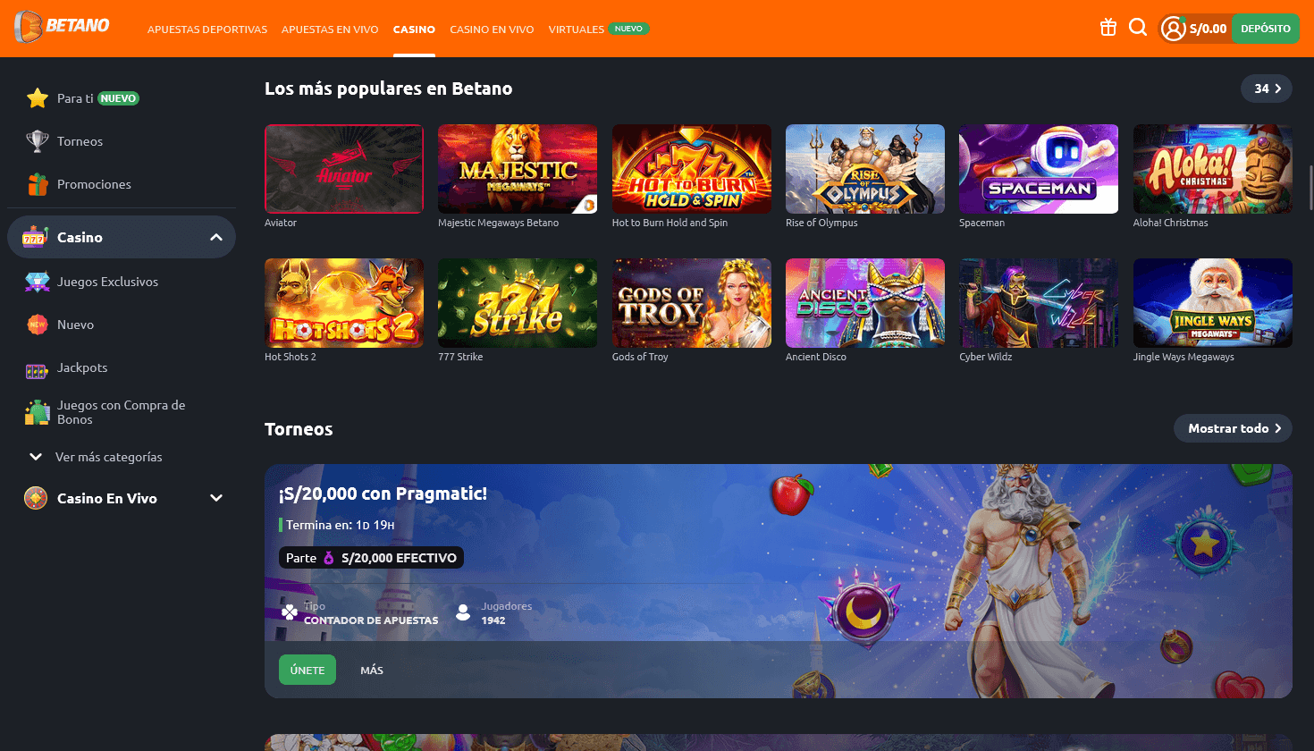 Betano Perú juegos de casino