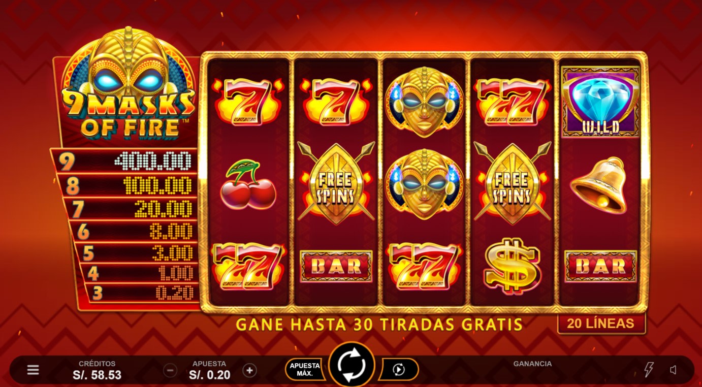 Tragamonedas 9 Masks of Fire Tabla de Pagos 