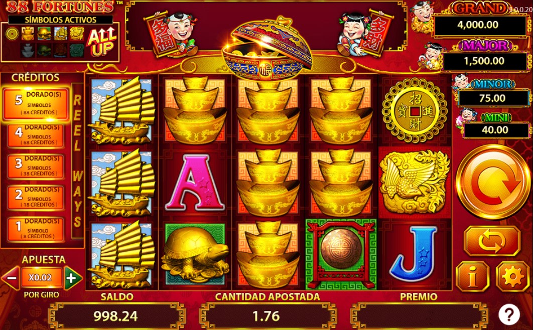 Tragamonedas 88 Fortunes Pagos 
