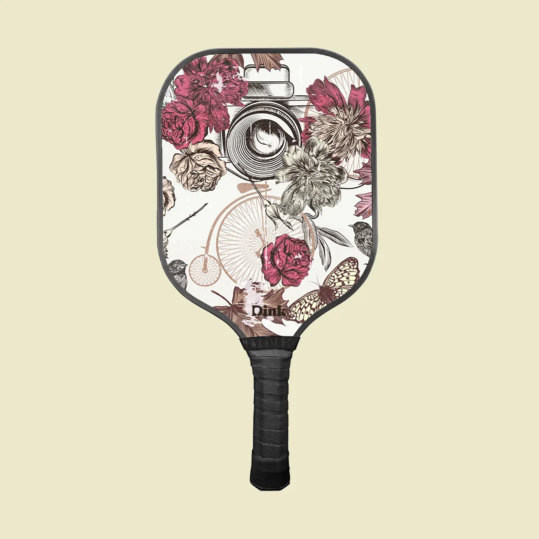 flowers and butterflies retro & Vintage-Inspired custom pickleball paddle from Dink