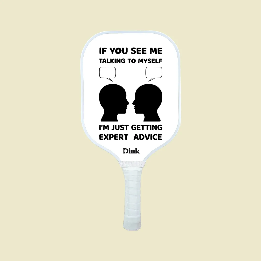 a custom pickleball paddle from Dink with a Dad joke