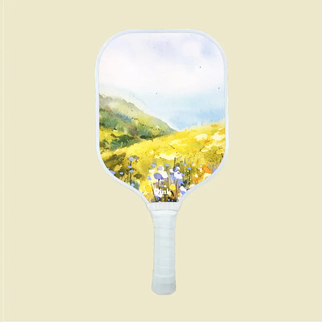 Valentines day custom pickleball paddle with yellow flowers designs