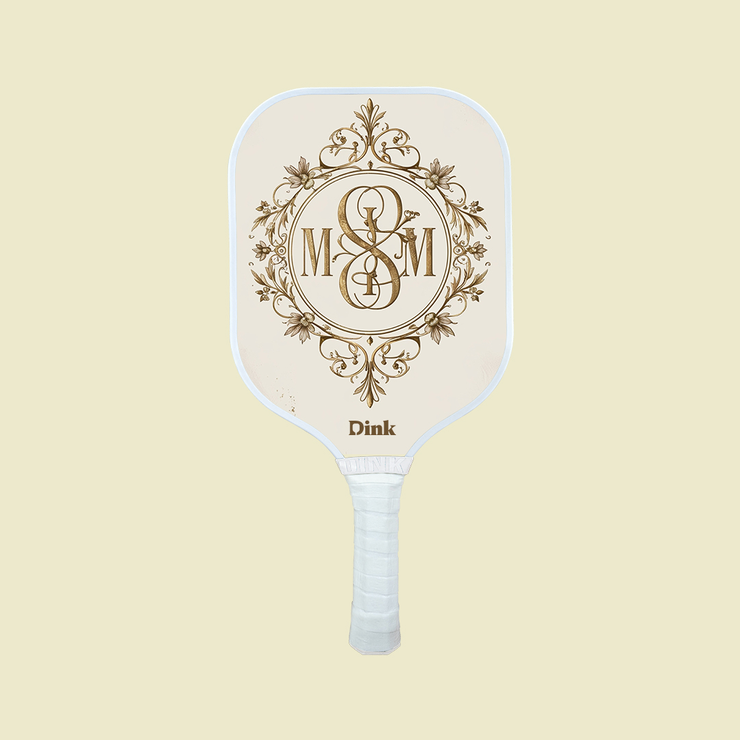 Dink´s custom pickleball paddle with bride’s initials print as a bachelorette party gift