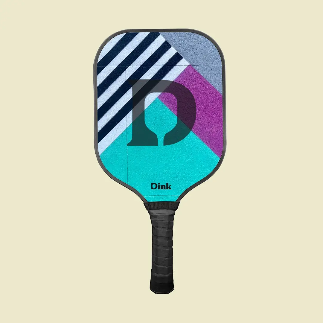 A mixed shapes and colors design custom pickleball paddle