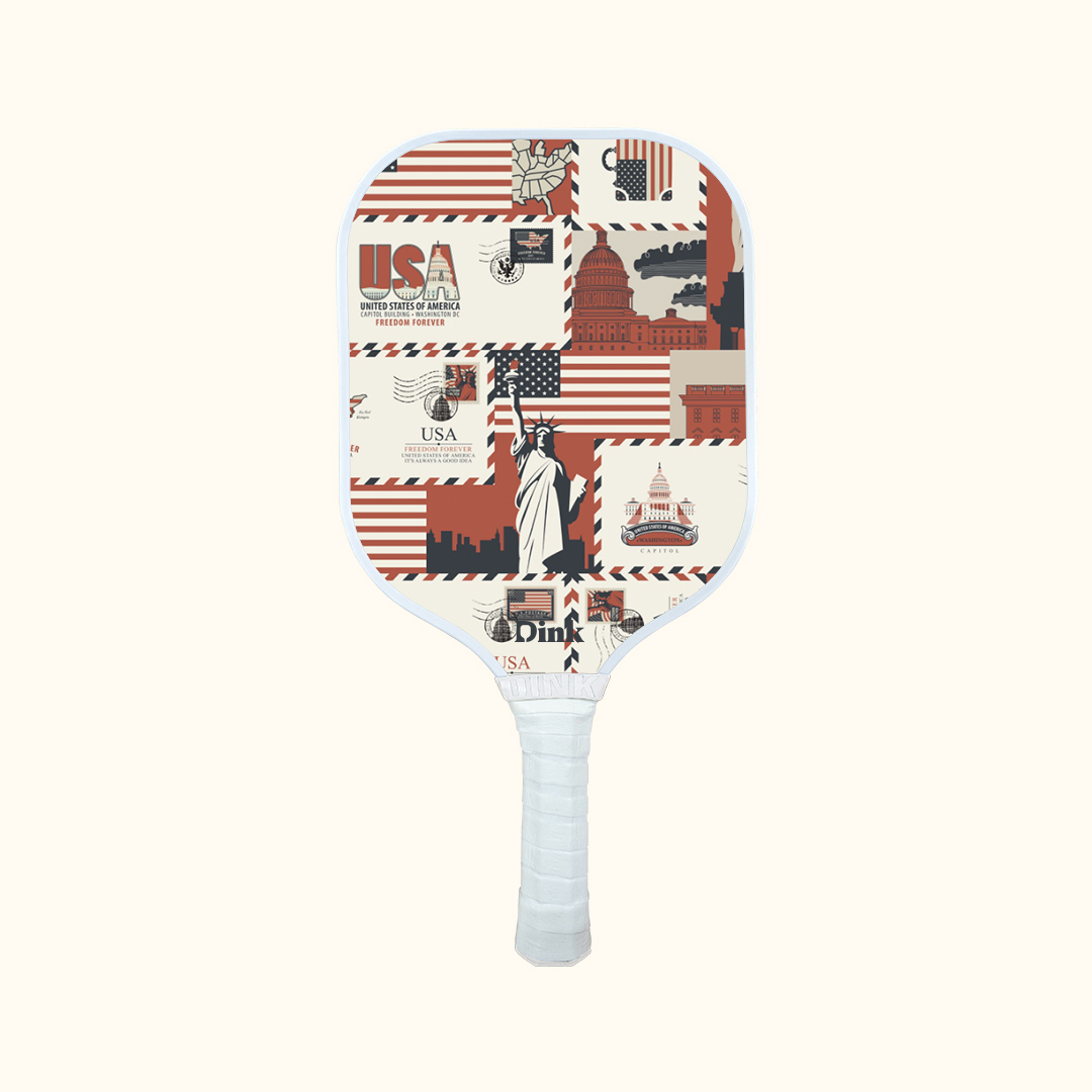 USA Patriotic Stamps Framed in Dink´s Pickleball Paddle