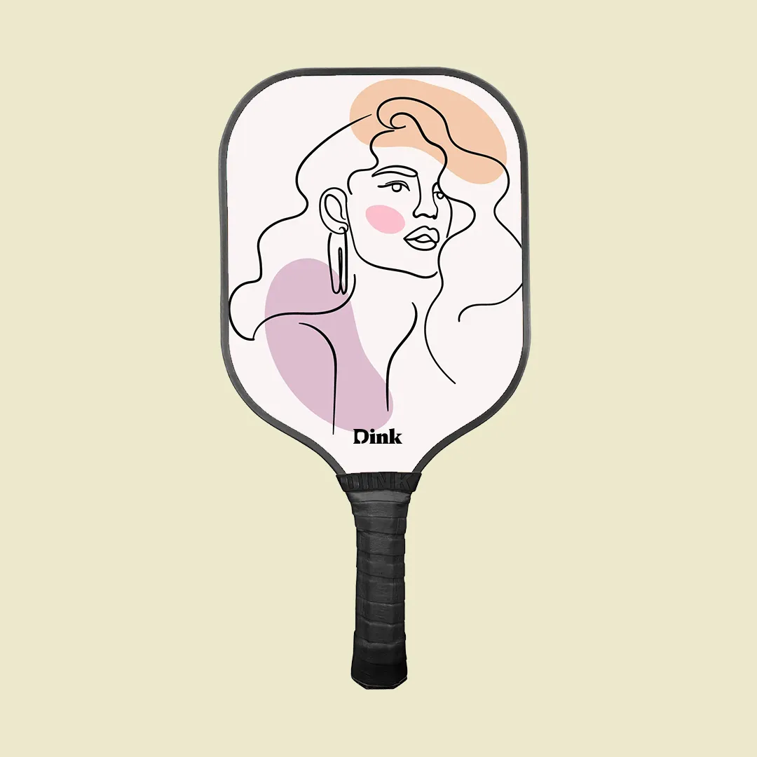 a woman minimalistic portrait on the custom pickleball paddle from Dink